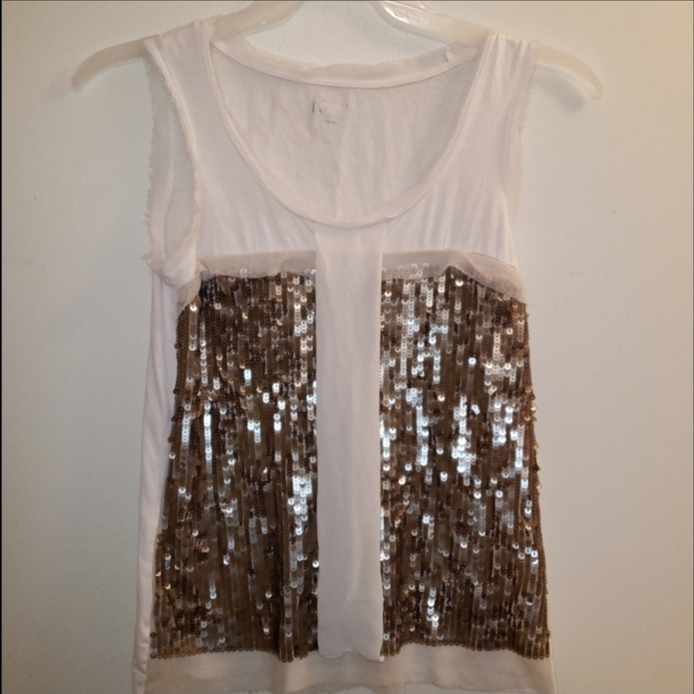 LOFT • Sequin Detail Sleeveless Top, Size S
